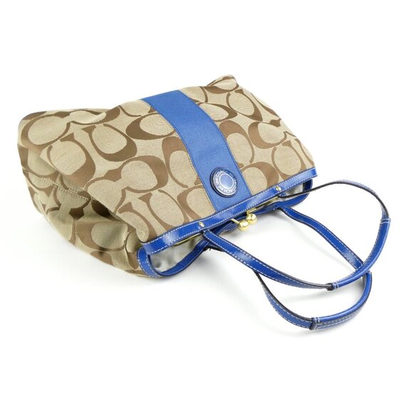 Coach Signature Khaki Blue Shoulder Bag 19190 - Picture 5 of 16